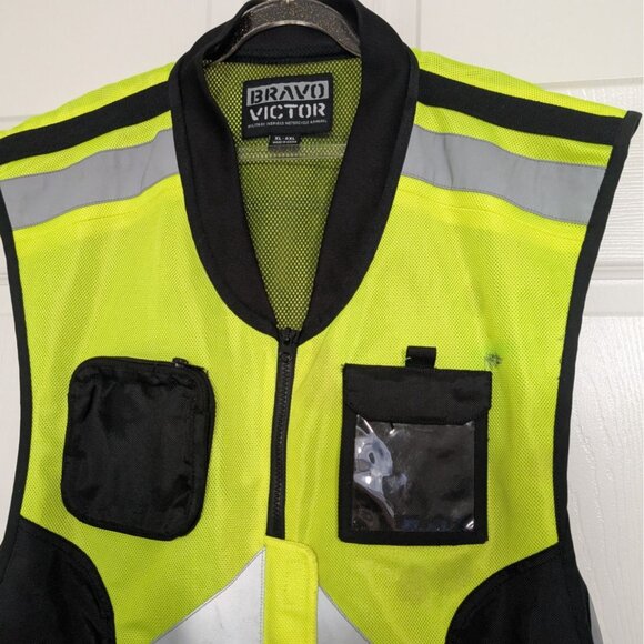 Bravo Victor Military Spec Hi Vis Motorcycle Vest Mens XL- 4XL Adjustable Sizing - Picture 2 of 13